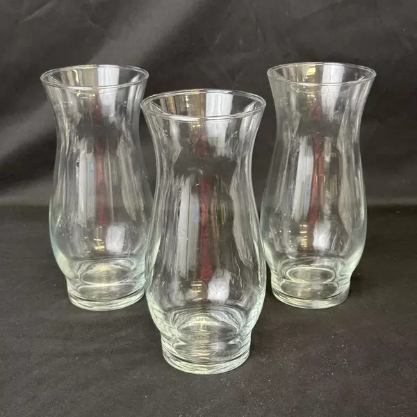 Set of 3 Clear Glass Chimney Shaped Vases 8.5 Inch