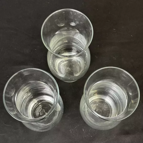 Set of 3 Clear Glass Chimney Shaped Vases 8.5 Inch