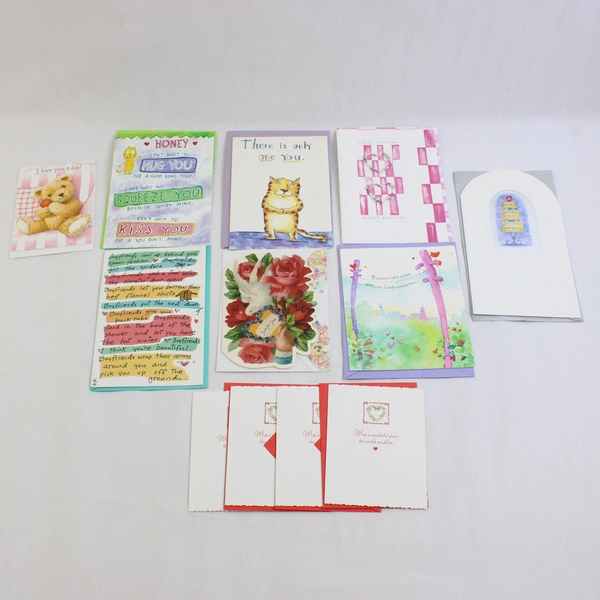 Lot of 12 Valentine's Day and Anniversary Greeting Cards with Envelopes