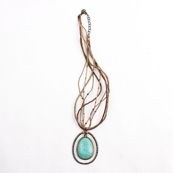 Silpada Sterling Silver and Brass Turquoise Howlite Pendant Necklace 18.5"