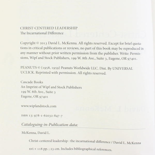 Christ Centered Leadership by David L McKenna 2013 Paperback
