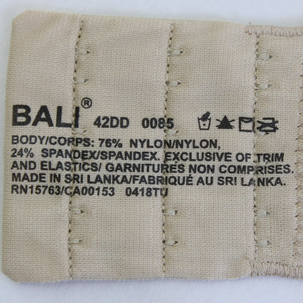 Bali Beige Nude Lined Underwired T-Shirt Bra Women's Size 42DD