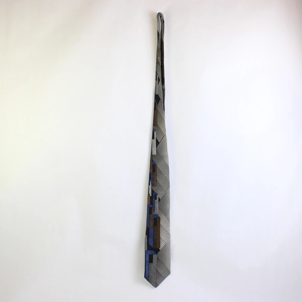 Vintage Valley Dept. Store Men's Geometric Pattern Silk Necktie Big & Tall 68"