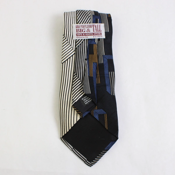 Vintage Valley Dept. Store Men's Geometric Pattern Silk Necktie Big & Tall 68"