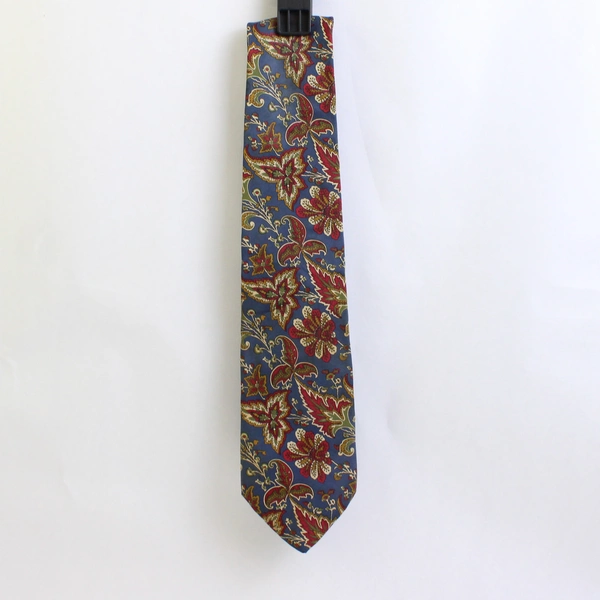 Pierre Balmain Men's Blue Red Green Floral Patterned Silk Necktie Extra Long 64"