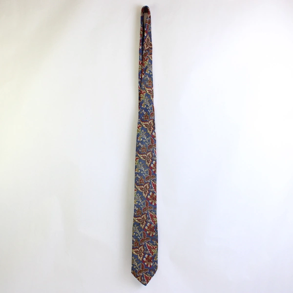 Pierre Balmain Men's Blue Red Green Floral Patterned Silk Necktie Extra Long 64"