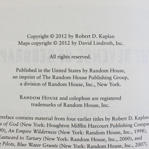 The Revenge of Geography by Robert D Kaplan 2012 Hardcover Dust Jacket