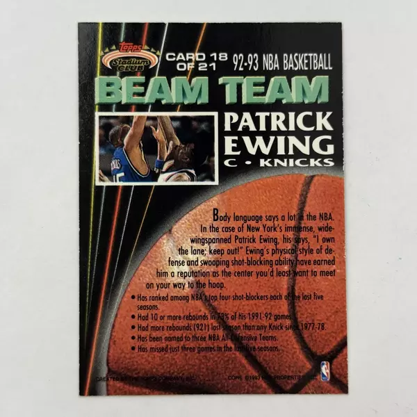 1992-1993 Topps Stadium Club NBA Members Only Patrick Ewing Beam Team 18 of 21