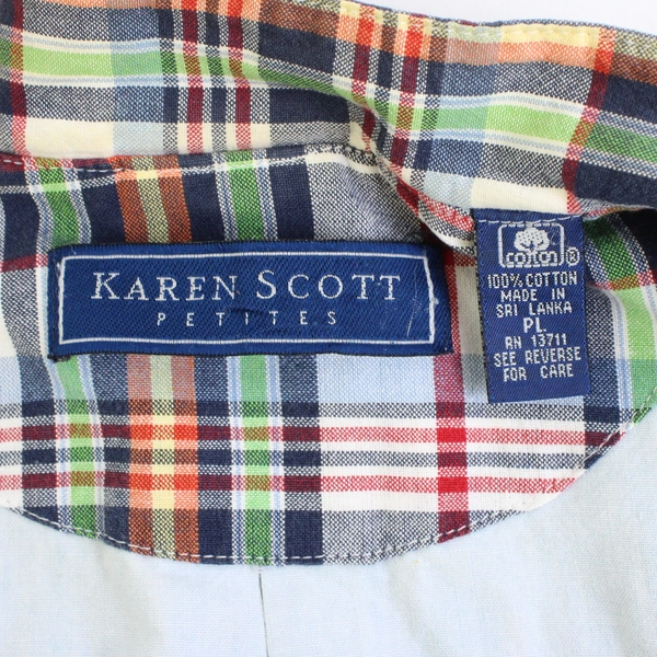 Karen Scott Petites Multicolor Plaid Cotton Full-Zip Jacket Women's PL