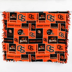 Oregon State Beavers Fleece Tie Throw Blanket Orange/Black 55" x 52"