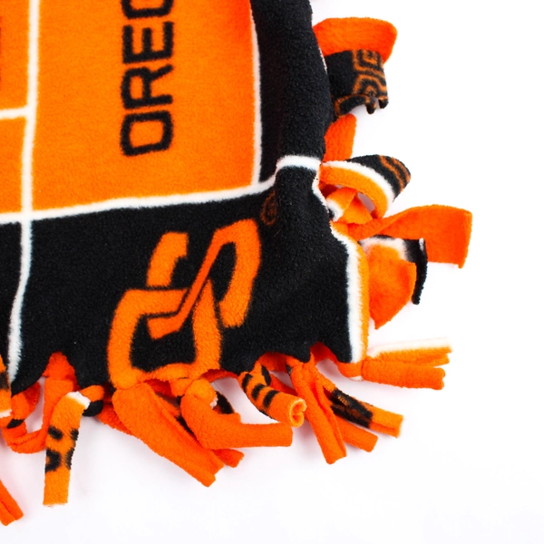 Oregon State Beavers Fleece Tie Throw Blanket Orange/Black 55" x 52"