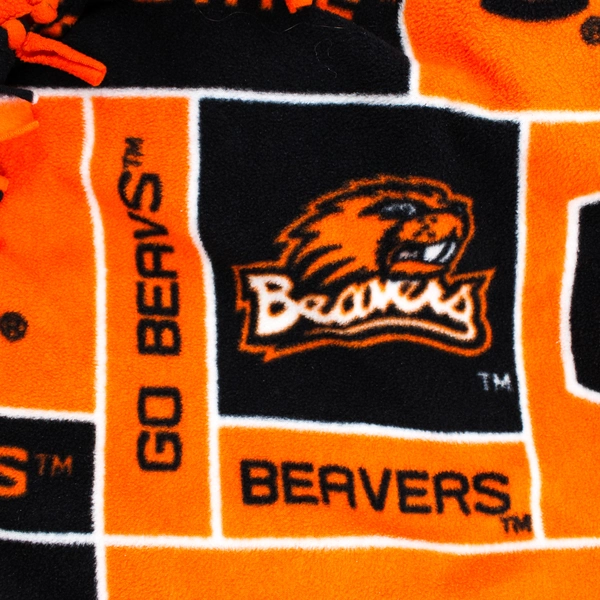 Oregon State Beavers Fleece Tie Throw Blanket Orange/Black 55" x 52"