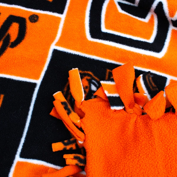Oregon State Beavers Fleece Tie Throw Blanket Orange/Black 55" x 52"
