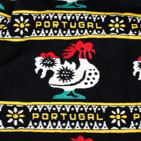 Vintage Knitting Sewing Bag Woven Bamboo Handles Rooster Boho Portugal