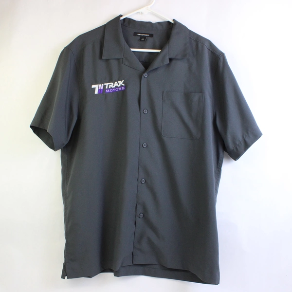 Port Authority Trak Motors Embroidered Charcoal Gray Button-Up Men's Large