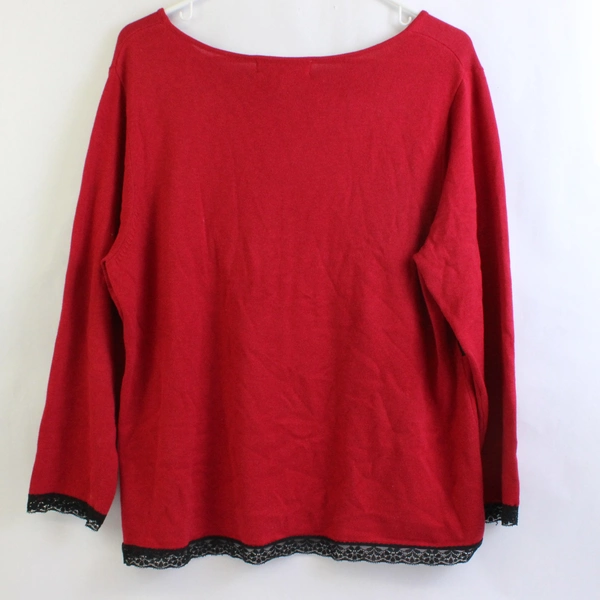 Kikit Red Knit Holiday Top Faux Pearl Accent Girls' Size XL