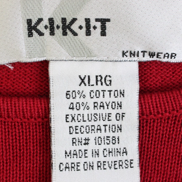 Kikit Red Knit Holiday Top Faux Pearl Accent Girls' Size XL