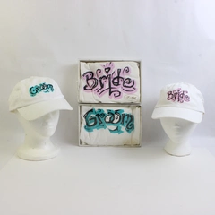 Lot Of 4 Lillian Rose Bride & Groom Fun T-Shirts & Snap Back Caps Wedding 80s