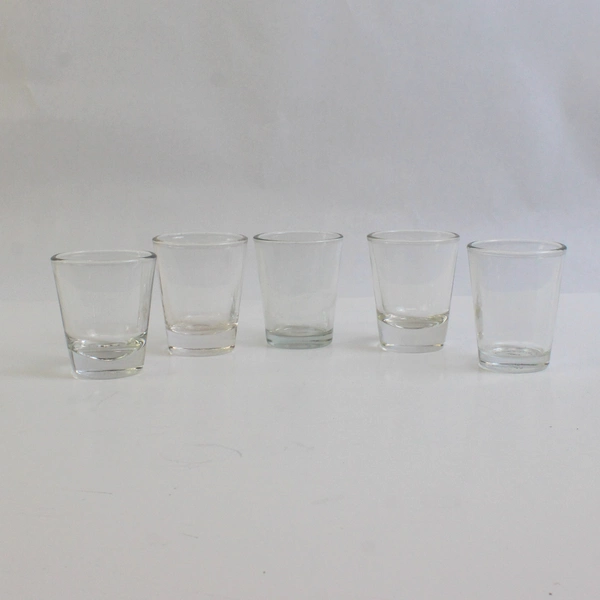 Lot Of 5 Assorted Clear Glass Shot Glasses 2.5"