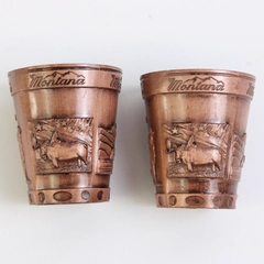 Set Of 2 Matching Unbranded Montana Metal Shot Glasses 2.25"