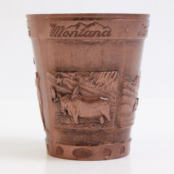 Set Of 2 Matching Unbranded Montana Metal Shot Glasses 2.25"