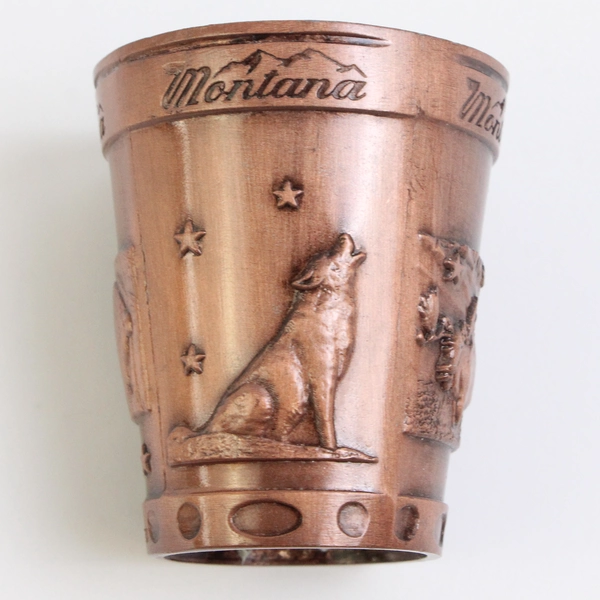 Set Of 2 Matching Unbranded Montana Metal Shot Glasses 2.25"