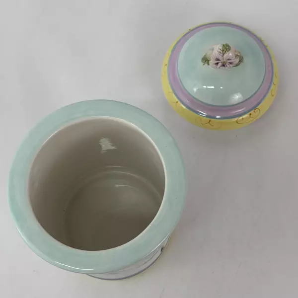 Capriware Hand Painted Ceramic Canister Floral And Berry Pattern 10 Inch