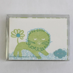 Set of 8 Smock Cute Lion Illustration Mini Note Cards with Envelopes