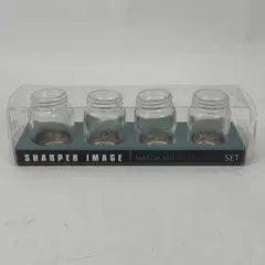 Set of 4 Sharper Image Mason Jar Shot Glasses Embossed Cheers
