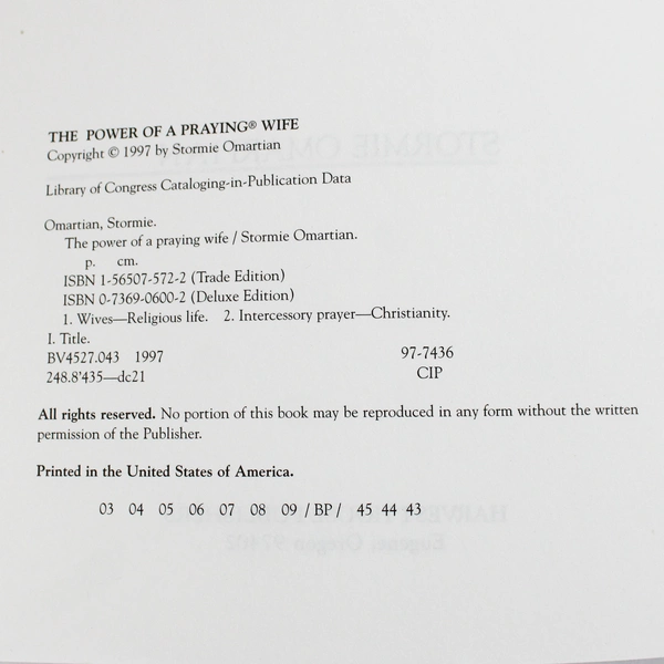 The Power Of A Praying Wife By Stormie Omartian Christian 1997 Paperback