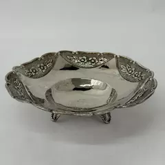 Davco Silver Silver Plate 3 Footed Bowl Embossed Floral Pattern