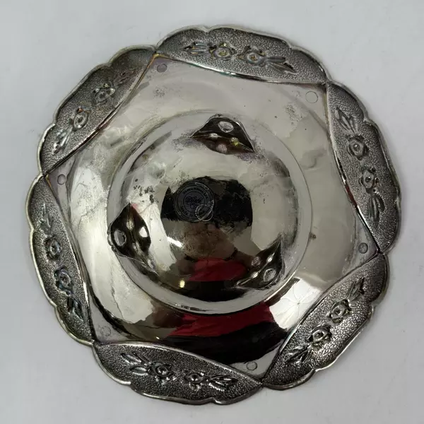 Davco Silver Silver Plate 3 Footed Bowl Embossed Floral Pattern