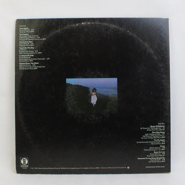 Linda Ronstadt Hasten Down The Wind Vinyl Record LP 1976 Asylum Records 7E-1072