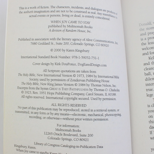 When Joy Came To Stay By Karen Kingsbury 2000 Multnomah Books