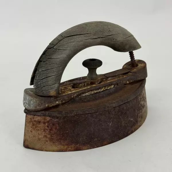 Antique Cast Iron Sad Iron With Wooden Handle That Needs Replaced