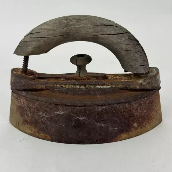Antique Cast Iron Sad Iron With Wooden Handle That Needs Replaced