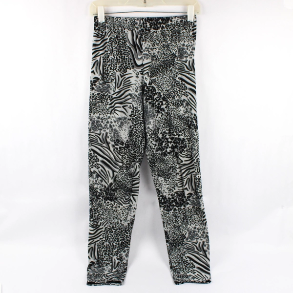 Mayfair Black and Gray Animal Print Leggings Women's Size Large