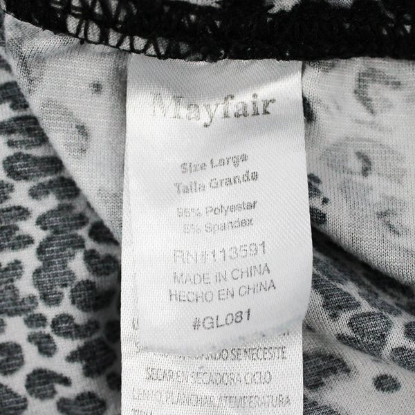 Mayfair Black and Gray Animal Print Leggings Women's Size Large