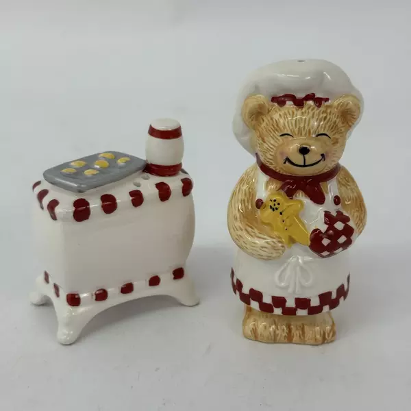 Avon Bear Chef and His Stove Salt and Pepper Shakers