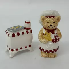 Avon Bear Chef and His Stove Salt and Pepper Shakers