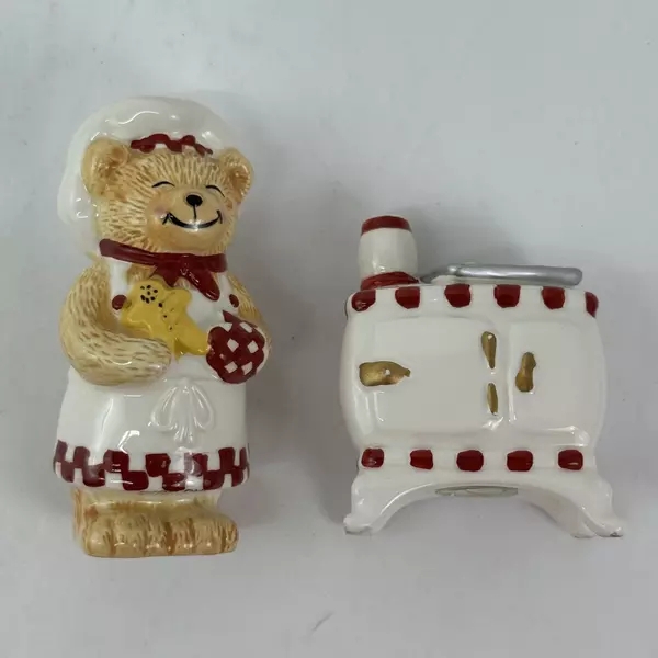 Avon Bear Chef and His Stove Salt and Pepper Shakers