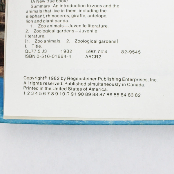 Zoos By Karen Jacobsen A New True Book 1982 Hardcover Childrens Press