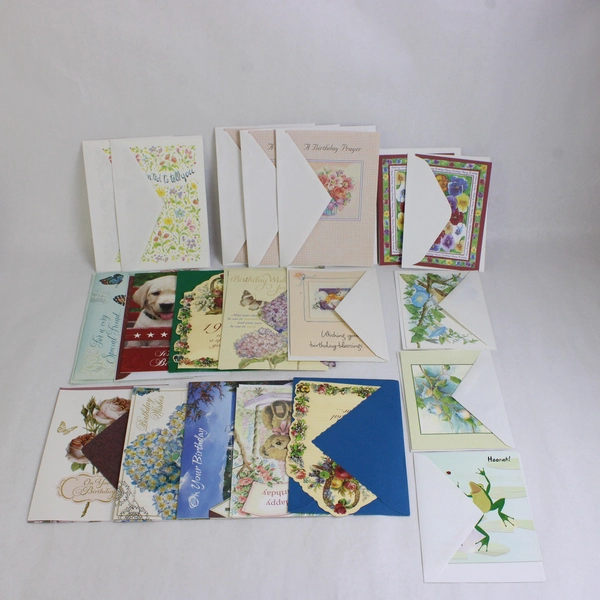 Lot of 20 Feminine and Children's Birthday Cards With Envelopes