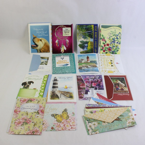 Lot of 20 Feminine & Children's Birthday Cards With Envelopes