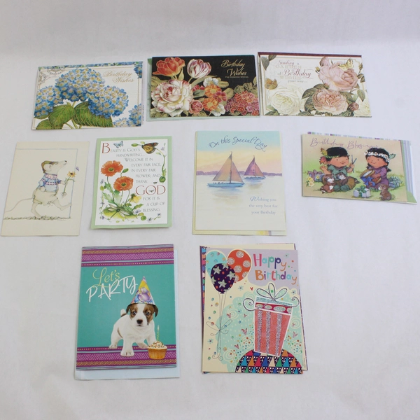 Mixed Lot of 20 Feminine and Children's Birthday Cards With Envelopes