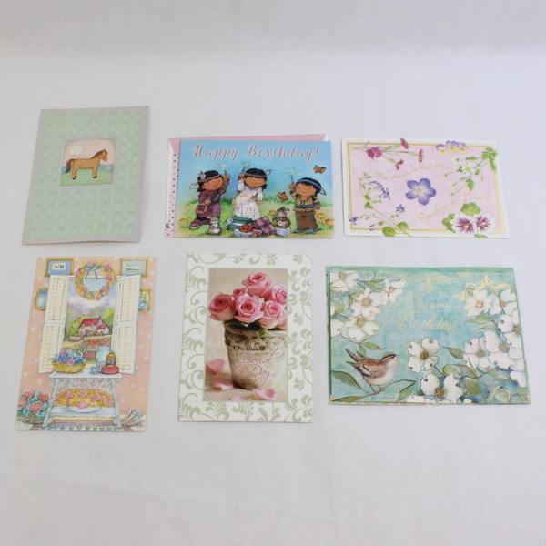 Mixed Lot of 20 Feminine and Children's Birthday Cards With Envelopes