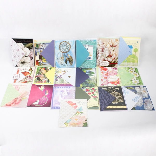 Lot of 20 Floral & Misc. Birthday Cards With Envelopes