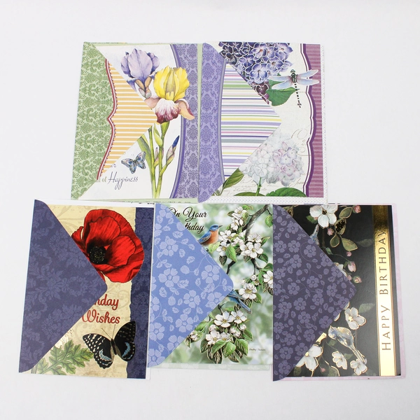 Lot of 20 Floral-Themed Birthday Cards With Envelopes