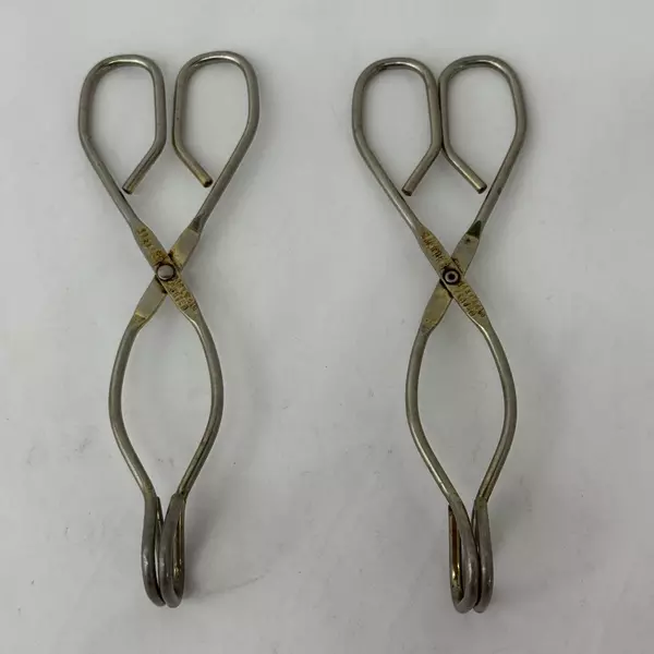 Lot of 2 Siegler 24K Gold Plated Kitchen Tongs 8 Inch