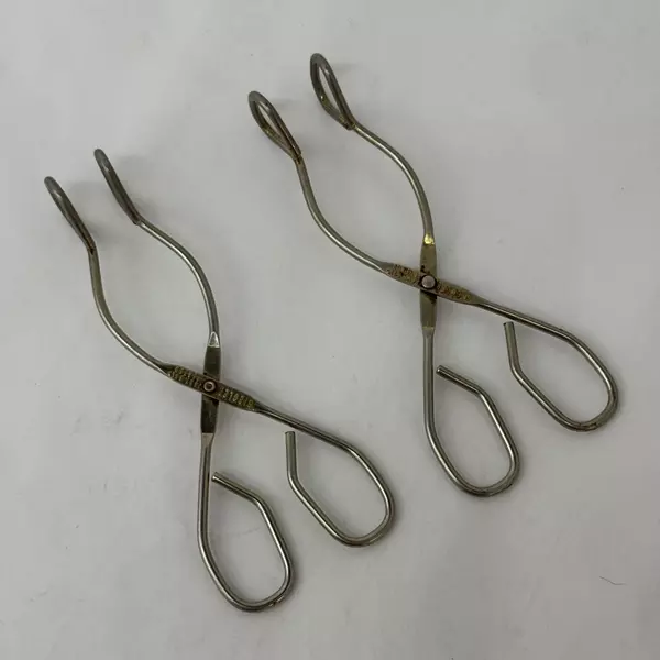 Lot of 2 Siegler 24K Gold Plated Kitchen Tongs 8 Inch